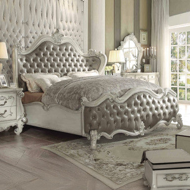 ACME 21144CK Versailles California King Bed, Vintage Gray PU & Bone White (1Set/3Ctn) ACME Furniture