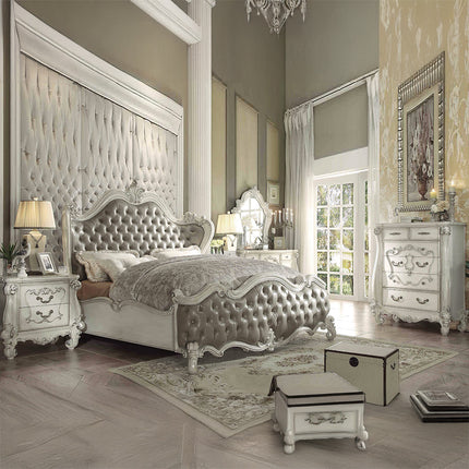 ACME 21144CK Versailles California King Bed, Vintage Gray PU & Bone White (1Set/3Ctn)  4