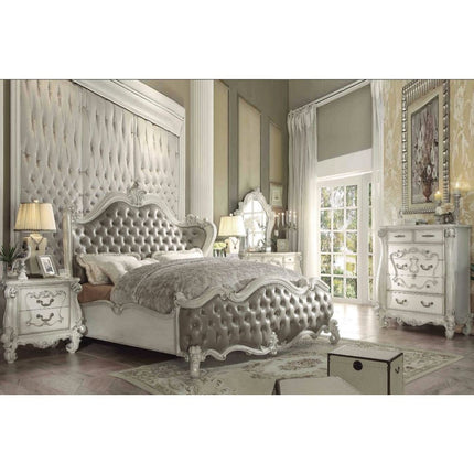 ACME 21150Q Versailles Queen Bed, Vintage Gray PU & Bone White (1Set/3Ctn)  1