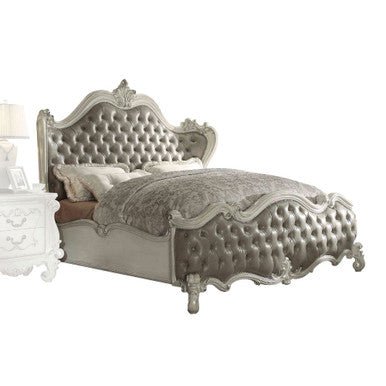 ACME 21150Q Versailles Queen Bed, Vintage Gray PU & Bone White (1Set/3Ctn) ACME Furniture