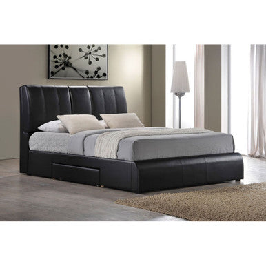 ACME 21266EK Kofi Eastern King Black PU Bed with Drawer ACME Furniture