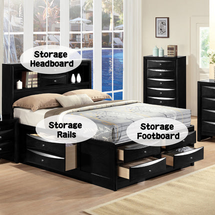ACME 21610Q Ireland - Storage Black Queen Bed  7