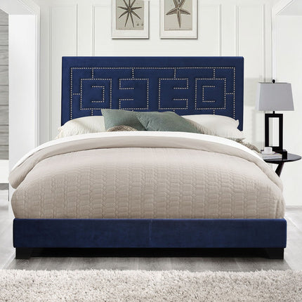 ACME 21637EK Ishiko III Eastern King Bed, Dark Blue Velvet