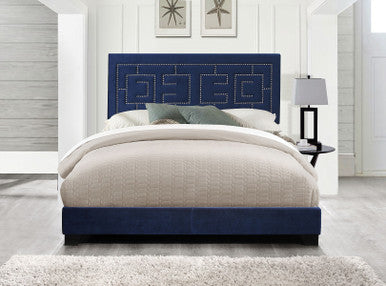 ACME 21637EK Ishiko III Eastern King Bed, Dark Blue Velvet ACME Furniture