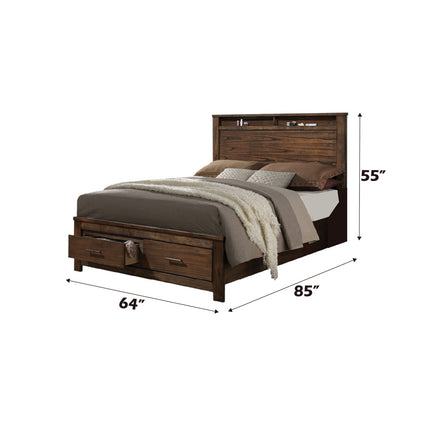 ACME 21680Q Merrilee Queen Bed with Storage, Oak (1Set/3Ctn)