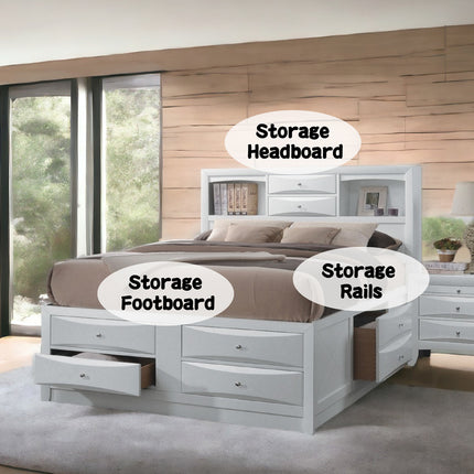 ACME 21696EK Ireland Eastern King Bed with Storage, White (1Set/4Ctn)