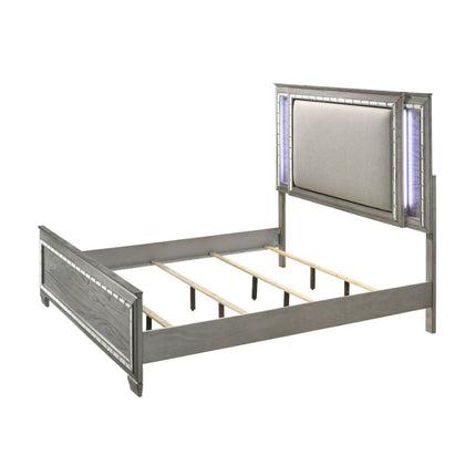 ACME 21820Q Antares Queen Bed, Fabric & Light Gray Oak