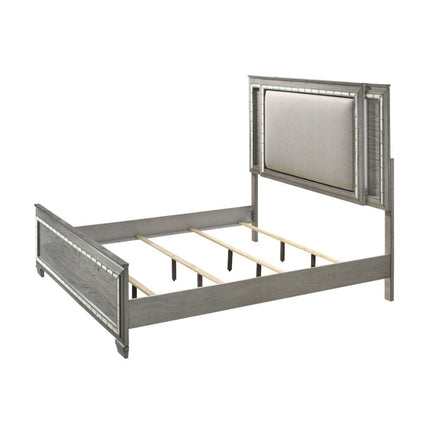 ACME 21820Q Antares Queen Bed, Fabric & Light Gray Oak
