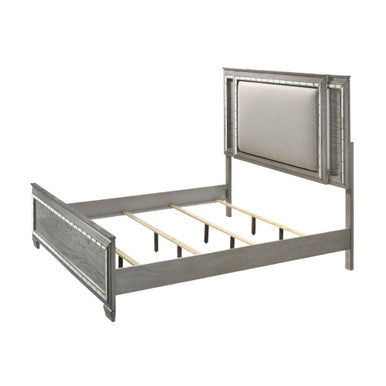 ACME 21820Q Antares Queen Bed, Fabric & Light Gray Oak ACME Furniture