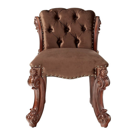 ACME 22010 Vendome Vanity Stool, Fabric & Cherry  2