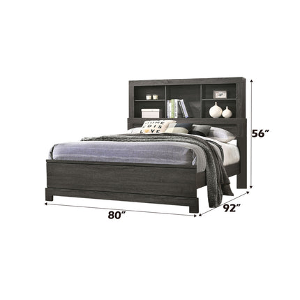 ACME 22027EK Lantha Eastern King Bed with Storage, Gray Oak (1Set/2Ctn)