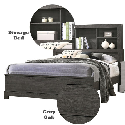 ACME 22030Q Lantha Queen Bed with Storage, Gray Oak (1Set/2Ctn)