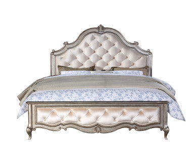 ACME 22197EK Esteban Eastern King Bed, Velvet & Antique Champagne ACME Furniture