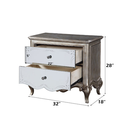 ACME 22203 Esteban Nightstand (2 Drw), Antique Champagne