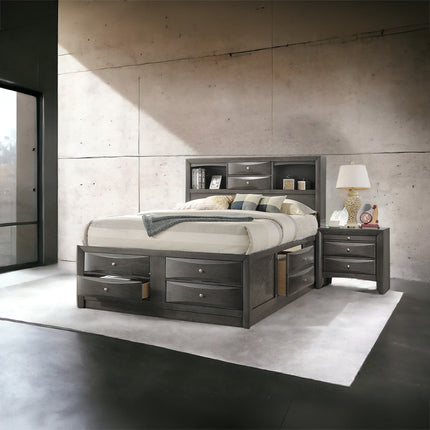 ACME 22696EK Ireland Eastern King Bed with Storage, Gray Oak (1Set/4Ctn)