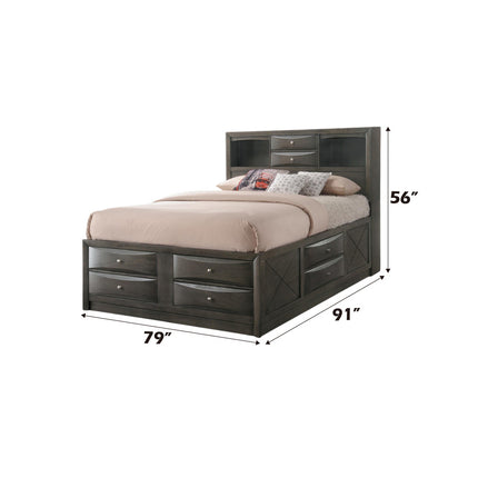 ACME 22696EK Ireland Eastern King Bed with Storage, Gray Oak (1Set/4Ctn)