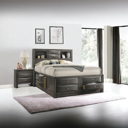 ACME 22700Q Ireland Queen Bed with Storage, Gray Oak (1Set/4Ctn)