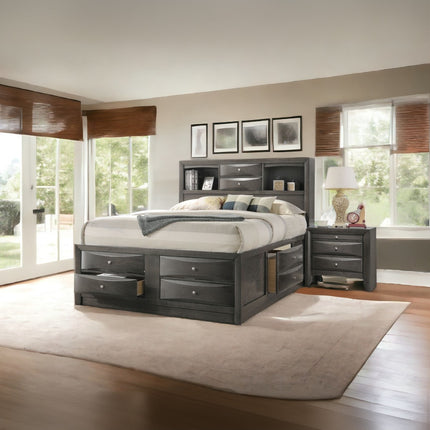 ACME 22700Q Ireland Queen Bed with Storage, Gray Oak (1Set/4Ctn)