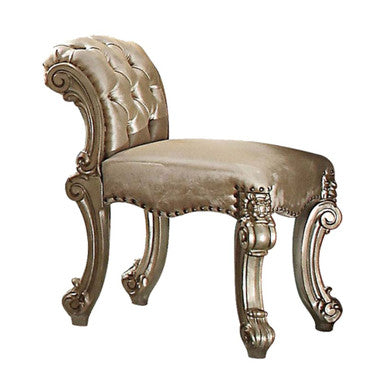 ACME 23008 Vendome Vanity Stool, Fabric, Gold Patina & Bone ACME Furniture