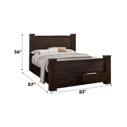 ACME 23367EK Panang Eastern King Bed with Storage, Mahogany (1Set/4Ctn)