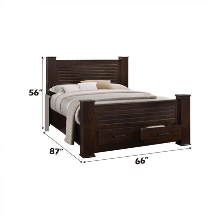 ACME 23370Q Panang Queen Bed with Storage, Mahogany (1Set/4Ctn)