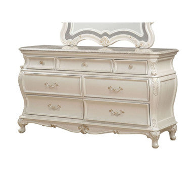 ACME 23545 Chantelle Dresser with Granite Top, Pearl White ACME Furniture