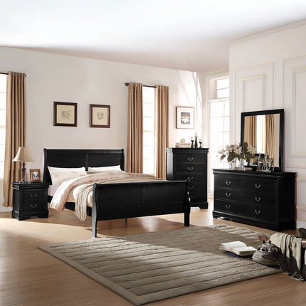 ACME 23740T Louis Philippe Twin Bed, Black (1Set/2Ctn)