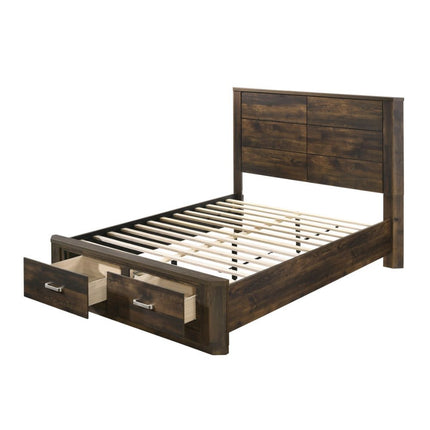 ACME 24200Q Elettra Queen Bed with Storage, Rustic Walnut