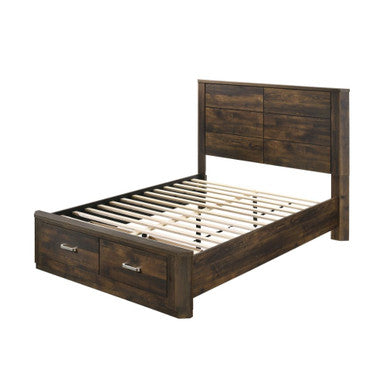 ACME 24200Q Elettra Queen Bed with Storage, Rustic Walnut ACME Furniture