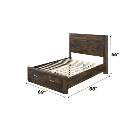 ACME 24200Q Elettra Queen Bed with Storage, Rustic Walnut