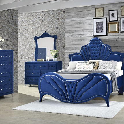 ACME 24217EK Dante Eastern King Bed, Blue Velvet