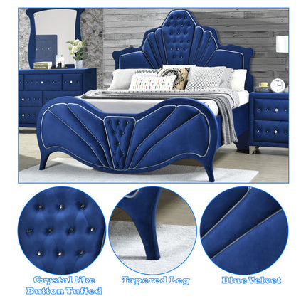 ACME 24217EK Dante Eastern King Bed, Blue Velvet