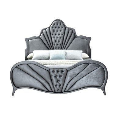 ACME 24230Q Dante Queen Bed, Gray Velvet ACME Furniture