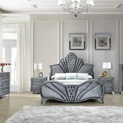 ACME 24230Q Dante Queen Bed, Gray Velvet
