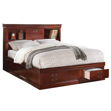 ACME 24380Q Louis Philippe Iii - Cherry Storage Queen Bed  1