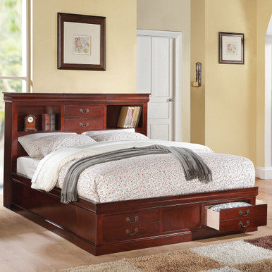 ACME 24380Q Louis Philippe Iii - Cherry Storage Queen Bed ACME Furniture