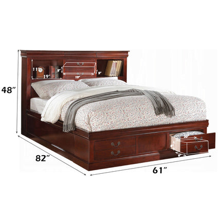 ACME 24380Q Louis Philippe Iii - Cherry Storage Queen Bed  4