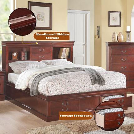 ACME 24380Q Louis Philippe Iii - Cherry Storage Queen Bed  5