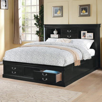 ACME 24390Q Louis Philippe Iii - Black Storage Queen Bed