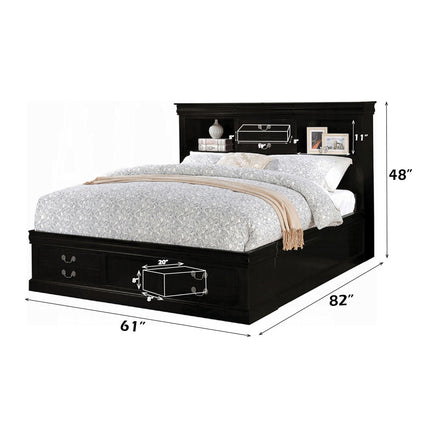 ACME 24390Q Louis Philippe Iii - Black Storage Queen Bed  4