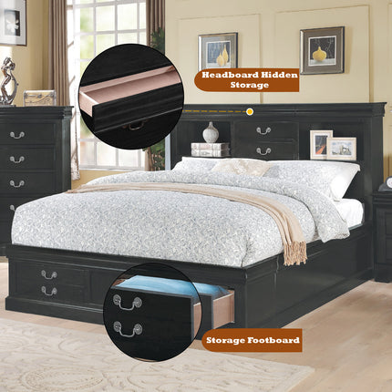 ACME 24390Q Louis Philippe Iii - Black Storage Queen Bed  5
