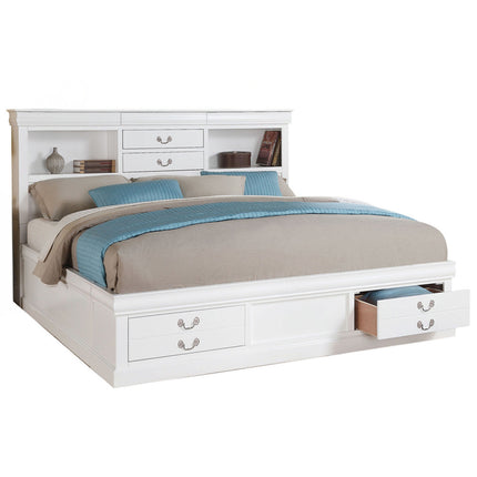 ACME 24490Q Louis Philippe III Queen Bed with Storage, White (1Set/3Ctn)