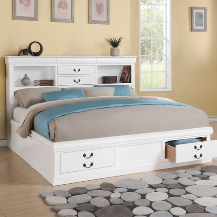 ACME 24490Q Louis Philippe III Queen Bed with Storage, White (1Set/3Ctn)