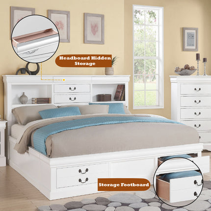 ACME 24490Q Louis Philippe III Queen Bed with Storage, White (1Set/3Ctn)