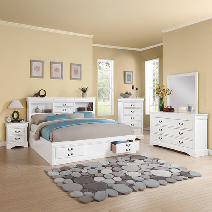 ACME 24490Q Louis Philippe III Queen Bed with Storage, White (1Set/3Ctn)