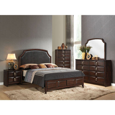 ACME 24567EK Lancaster Eastern King Bed, Espresso PU & Espresso (1Set/2Ctn) ACME Furniture