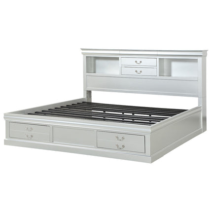 ACME 24920Q Louis Philippe III Queen Bed with Storage, White (1Set/3Ctn)