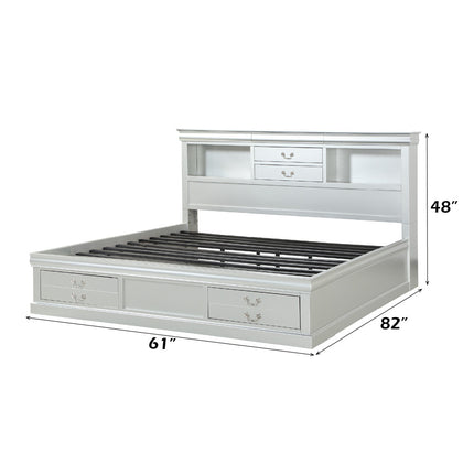 ACME 24920Q Louis Philippe III Queen Bed with Storage, White (1Set/3Ctn)