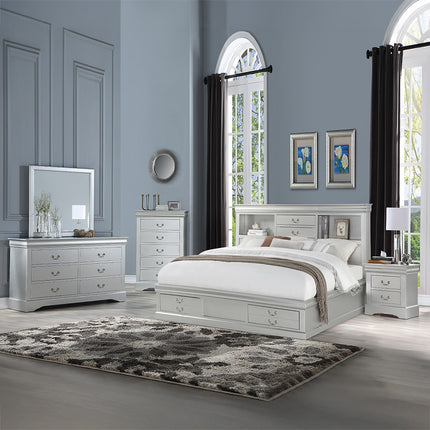 ACME 24920Q Louis Philippe III Queen Bed with Storage, White (1Set/3Ctn)
