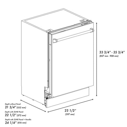 ZLINE 24 in. Tallac Series 3rd Rack Dishwasher with Red Matte Panel and Traditional Handle, 51dBa (DWV-RM-24)